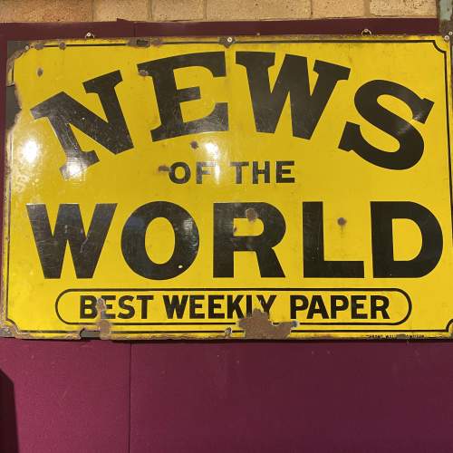 News of the World Enamel Steel Advertising Sign Mid 19th Century image-2