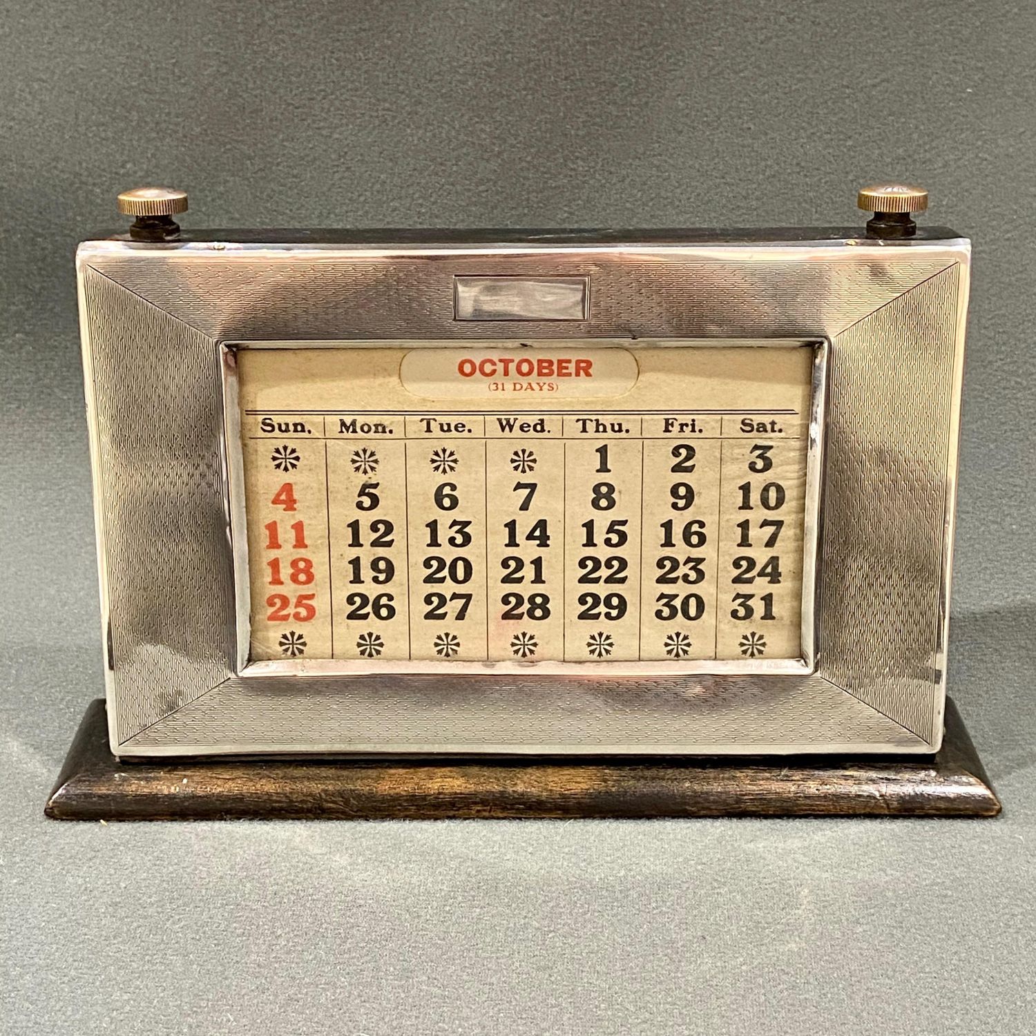 Early 20th Century Silver Framed Perpetual Calendar Antiques Posted