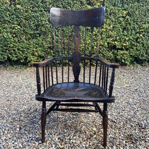 Large Spindle Back Oak Windsor Style Armchair - Antique Chairs ...
