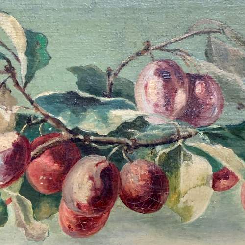 Early 20th Century Ruby White Oil on Canvas Painting of Plums image-2