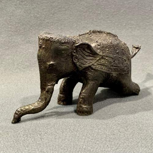 Small Ornate Bronze Asian Elephant image-1