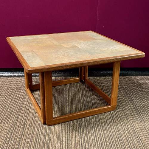 1970s Teak Coffee Table with Tiled Top image-1