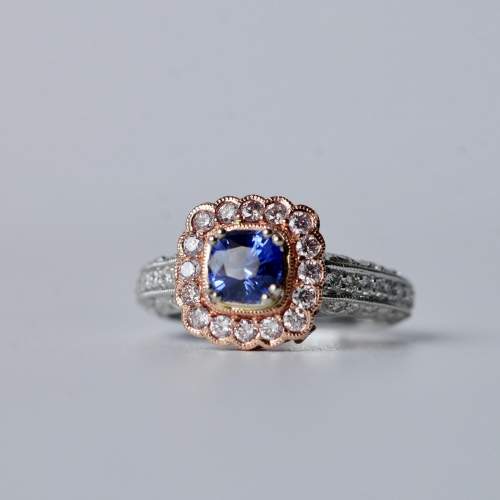 Blue Sapphire and Pink Diamond Ring image-1