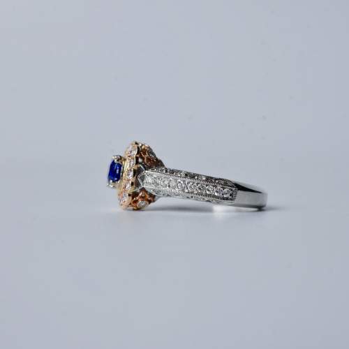 Blue Sapphire and Pink Diamond Ring image-2