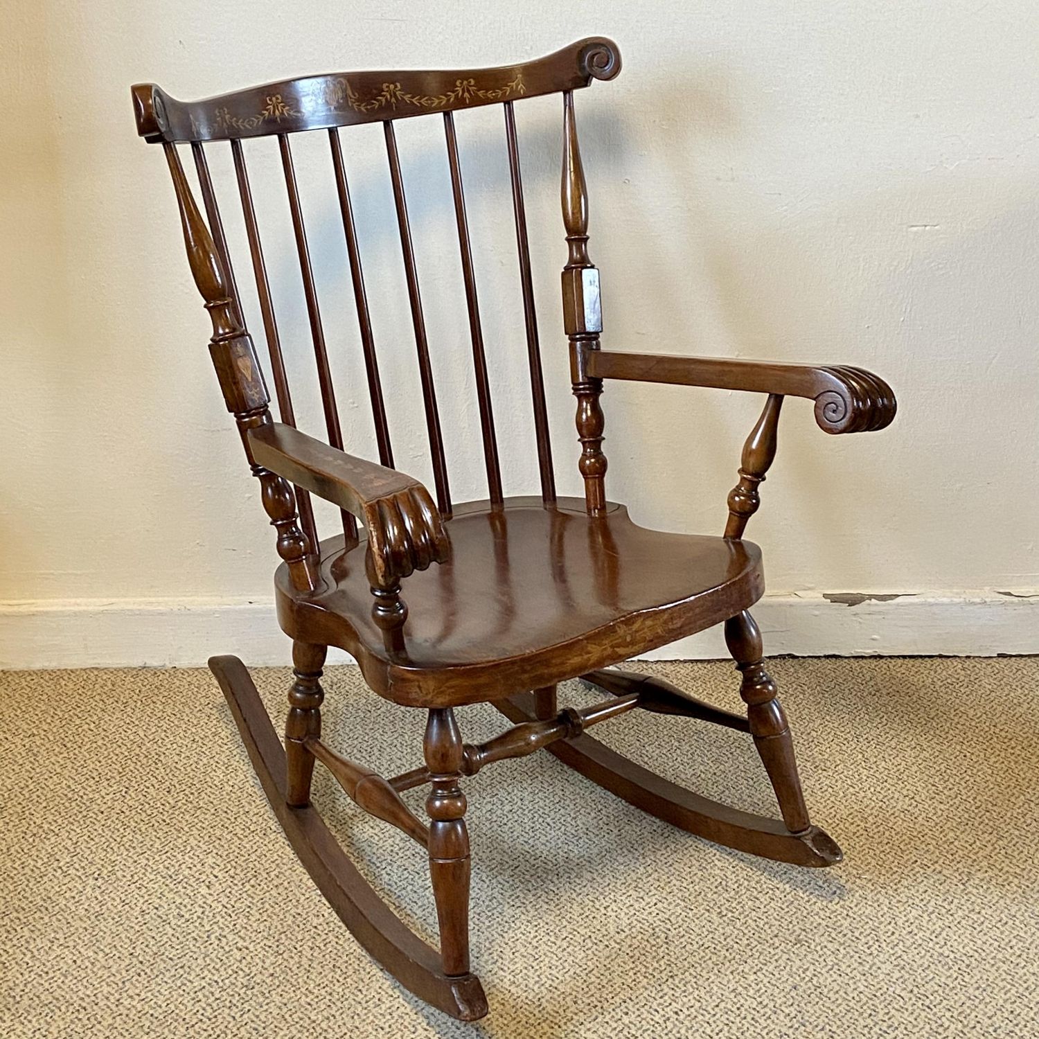 early 20th century inlaid rocking chair