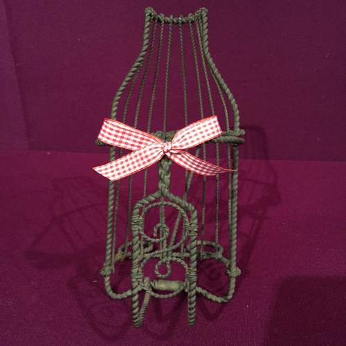 1920s French Rustic Wire Work Wine Bottle Holder image-4