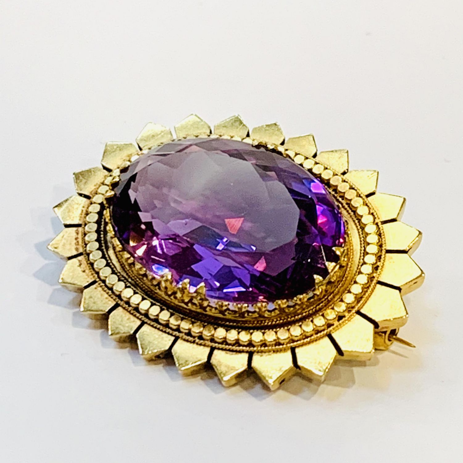 Large Amethyst And Gold Brooch Jewellery And Gold Hemswell Antique