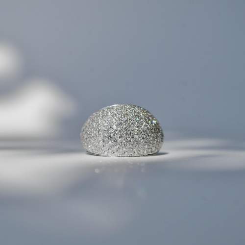 Diamond Bombe Ring by Geoffrey Rowlandson 18k White Gold image-1