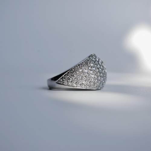 Diamond Bombe Ring by Geoffrey Rowlandson 18k White Gold image-2