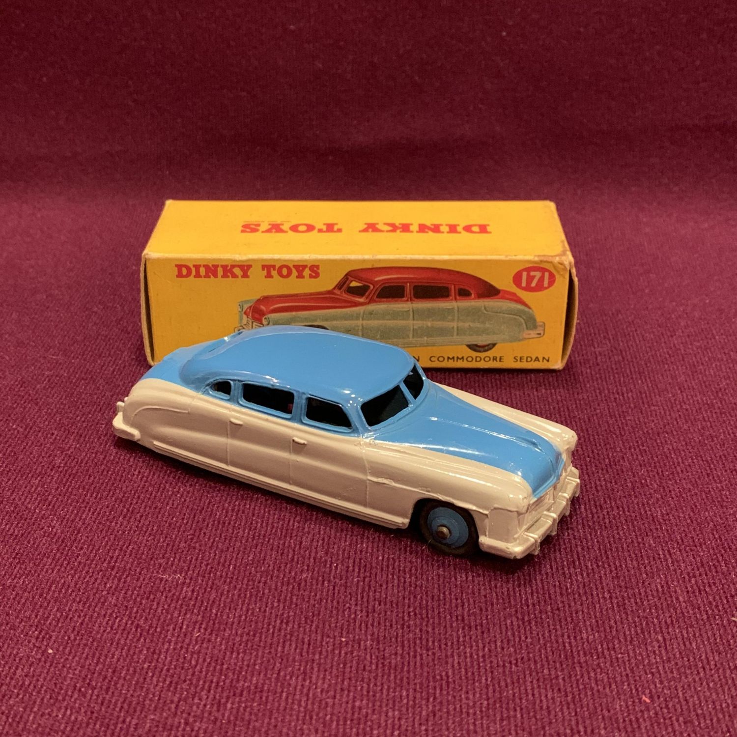 Repro Box Dinky Nr.171 Hudson Commodore Sedan grau/blau und blau/braun 