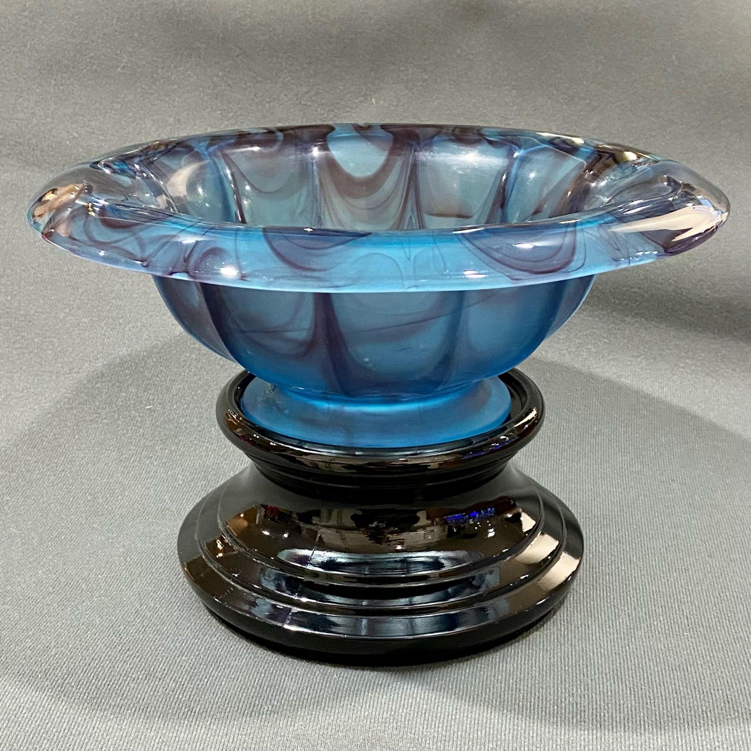 Art Deco Davidson Blue Cloud Vase On Stand Glass Hemswell Antique Centres