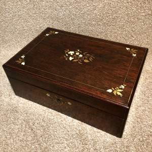 Early 19th Rosewood Writing Slope With Floral Inlay
