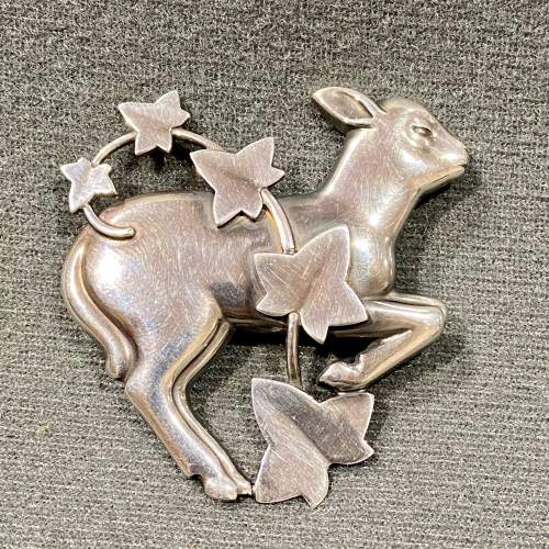 Georg Jensen Silver Lamb and Ivy Brooch image-1