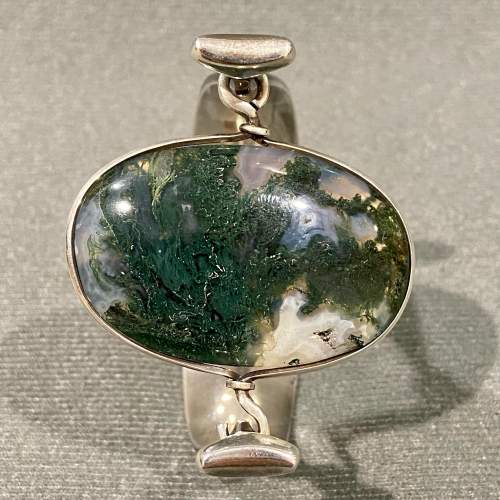 Georg Jensen Silver and Moss Agate Bangle image-2