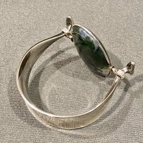 Georg Jensen Silver and Moss Agate Bangle image-3