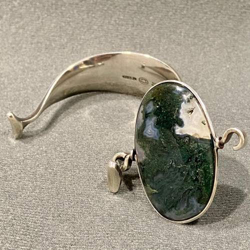 Georg Jensen Silver and Moss Agate Bangle image-4