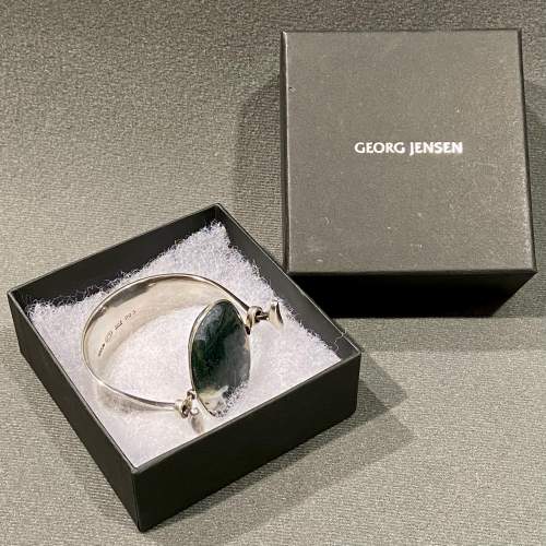 Georg Jensen Silver and Moss Agate Bangle image-6