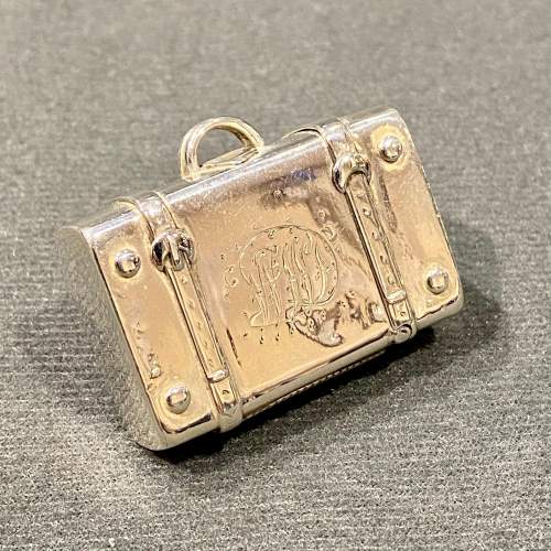 Victorian Silver Novelty Suitcase Vesta Case image-1