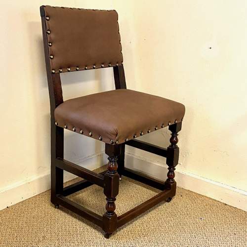 Tudor Style Oak Hall Chair Fully Reupholstered image-1