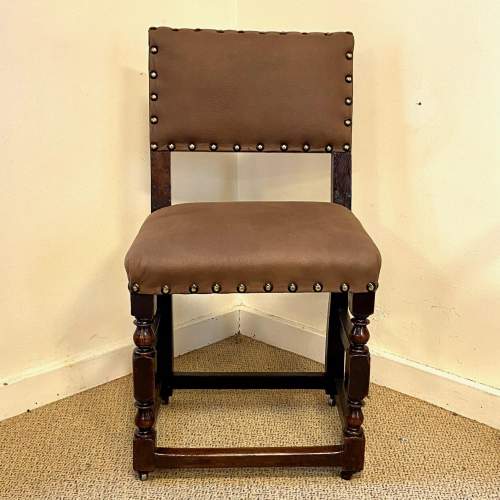 Tudor Style Oak Hall Chair Fully Reupholstered image-2