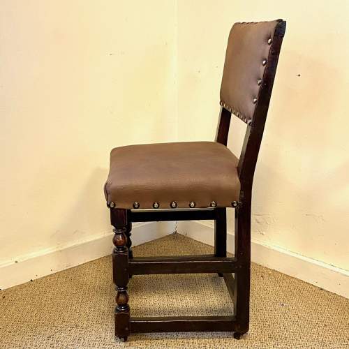 Tudor Style Oak Hall Chair Fully Reupholstered image-3