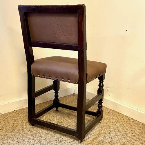 Tudor Style Oak Hall Chair Fully Reupholstered image-4
