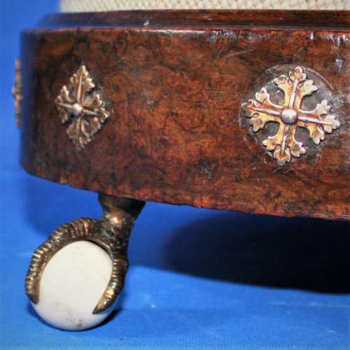 Pair of Round 19th Century Woolwork Walnut Footstools image-6