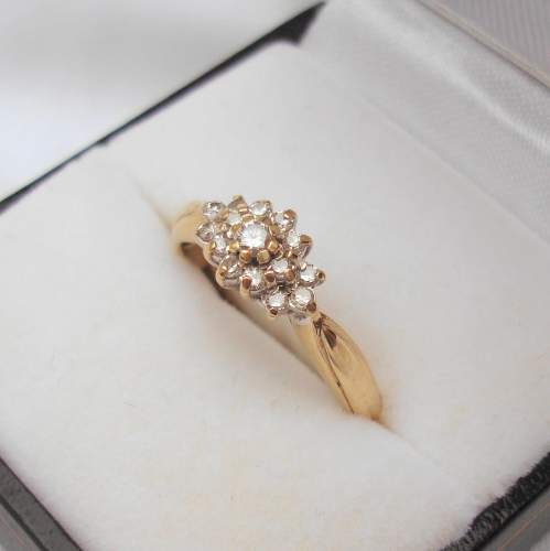 9ct Gold Diamond Cluster Ring image-1