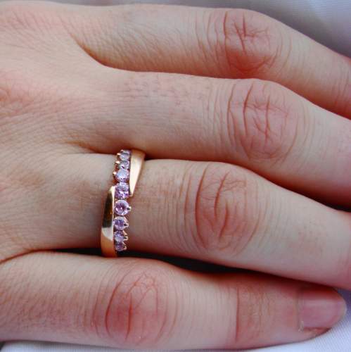 14ct Rose Gold Ring set with Pink Zirconia image-2