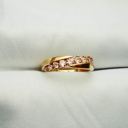 14ct Rose Gold Ring set with Pink Zirconia image-1