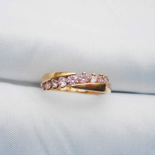 14ct Rose Gold Ring set with Pink Zirconia image-4