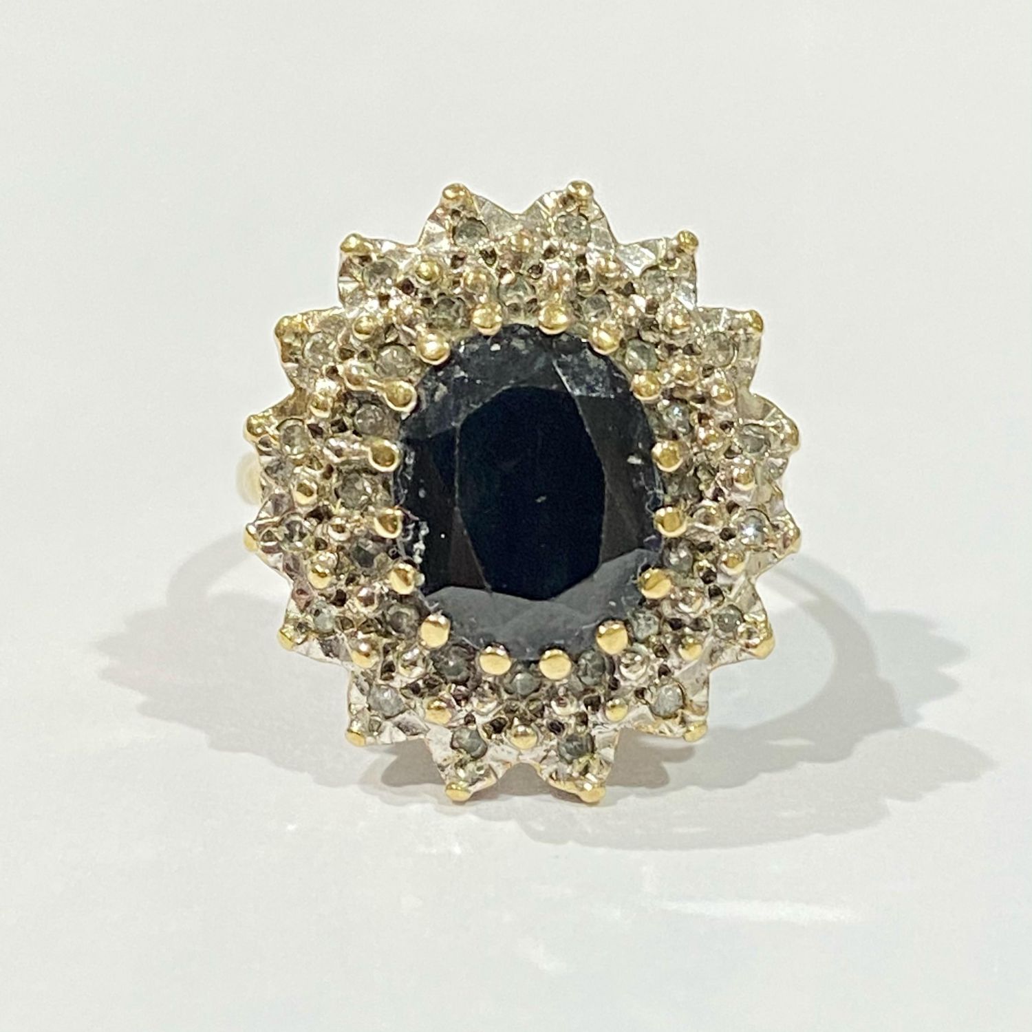 Vintage 9ct Gold Sapphire and Diamond Cluster Ring - Jewellery & Gold ...