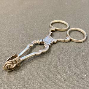 19th Century Silver Sugar Tongs with Mask Detail