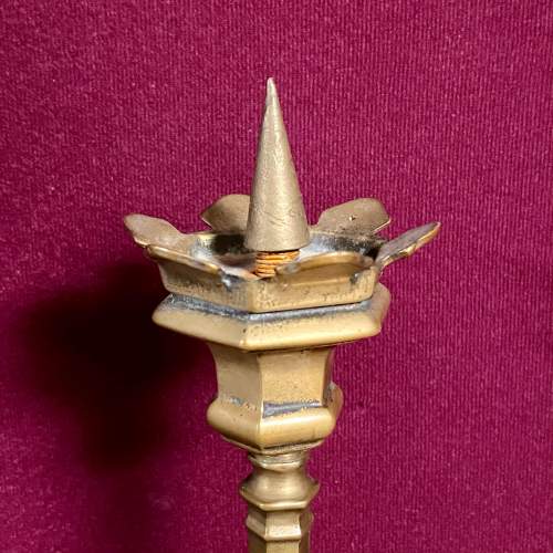 Pair of Antique Brass Pricket Candlesticks image-2
