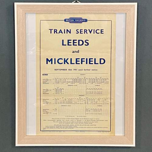 Original 1951 British Railways Leeds and Micklefield Timetable image-1