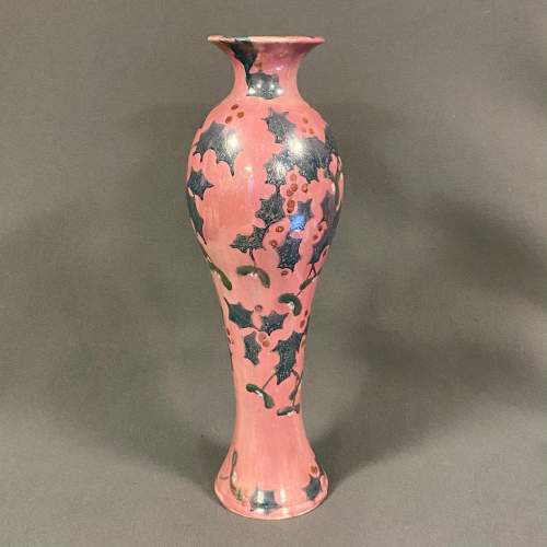 Lisa B Moorcroft Pink and Green Lustre Holly Vase image-1