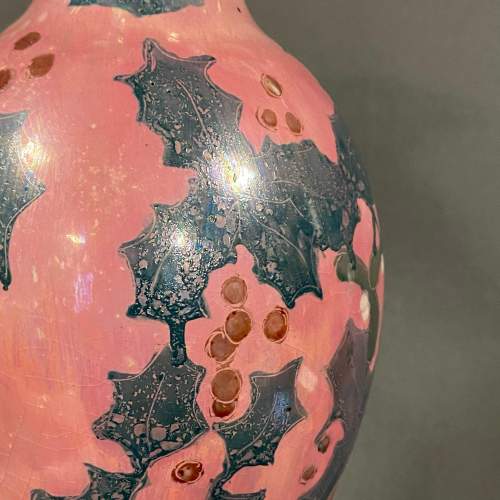Lisa B Moorcroft Pink and Green Lustre Holly Vase image-3