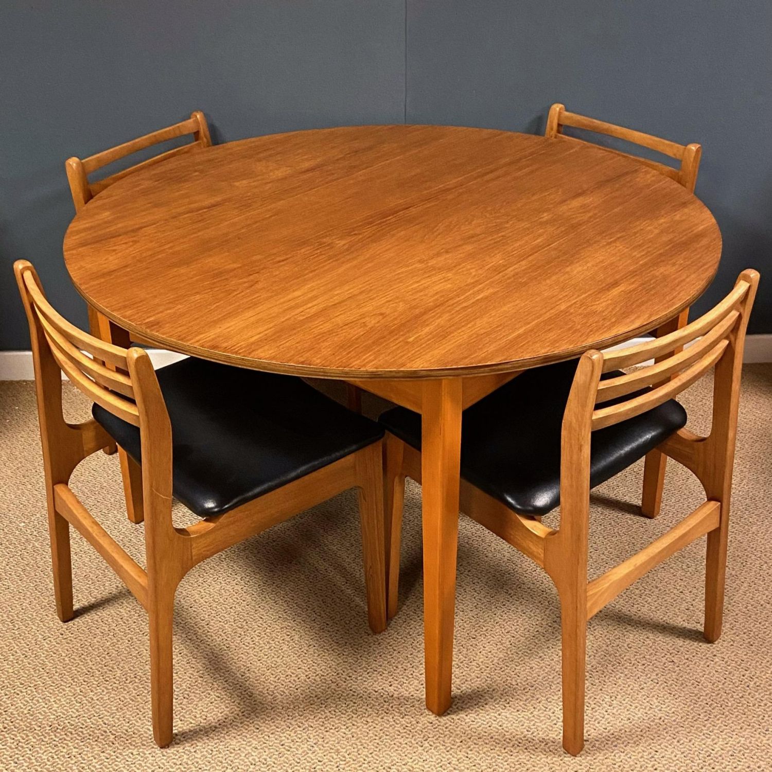 1970s Teak Dining Table And Four Chairs, Teak Dining Room Chairs