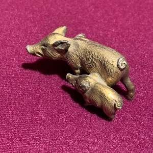 Gilded Cast Metal Boars
