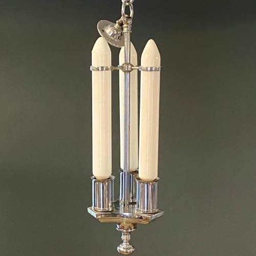 Art Deco Chrome Three Bulb Ceiling Light image-1