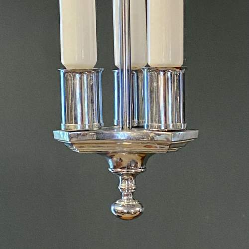 Art Deco Chrome Three Bulb Ceiling Light image-2
