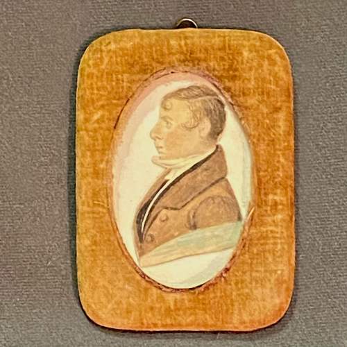 19th Century Small Watercolour Silhouette Painting image-1