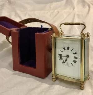 8 Day Carriage Clock in Carrying Case Made in France Circa 1910