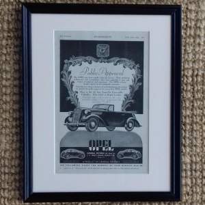 Framed Original 1937 Autocar Advert for the Opel Convertible