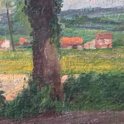 Charles-Jean Agard Oil on Canvas Village a Travers Les Peupliers image-4