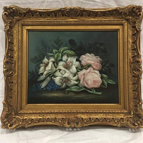 Attributed to Edwin Steele Still Life Oil Painting - Framed Signed image-1