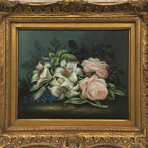 Attributed to Edwin Steele Still Life Oil Painting - Framed Signed image-5