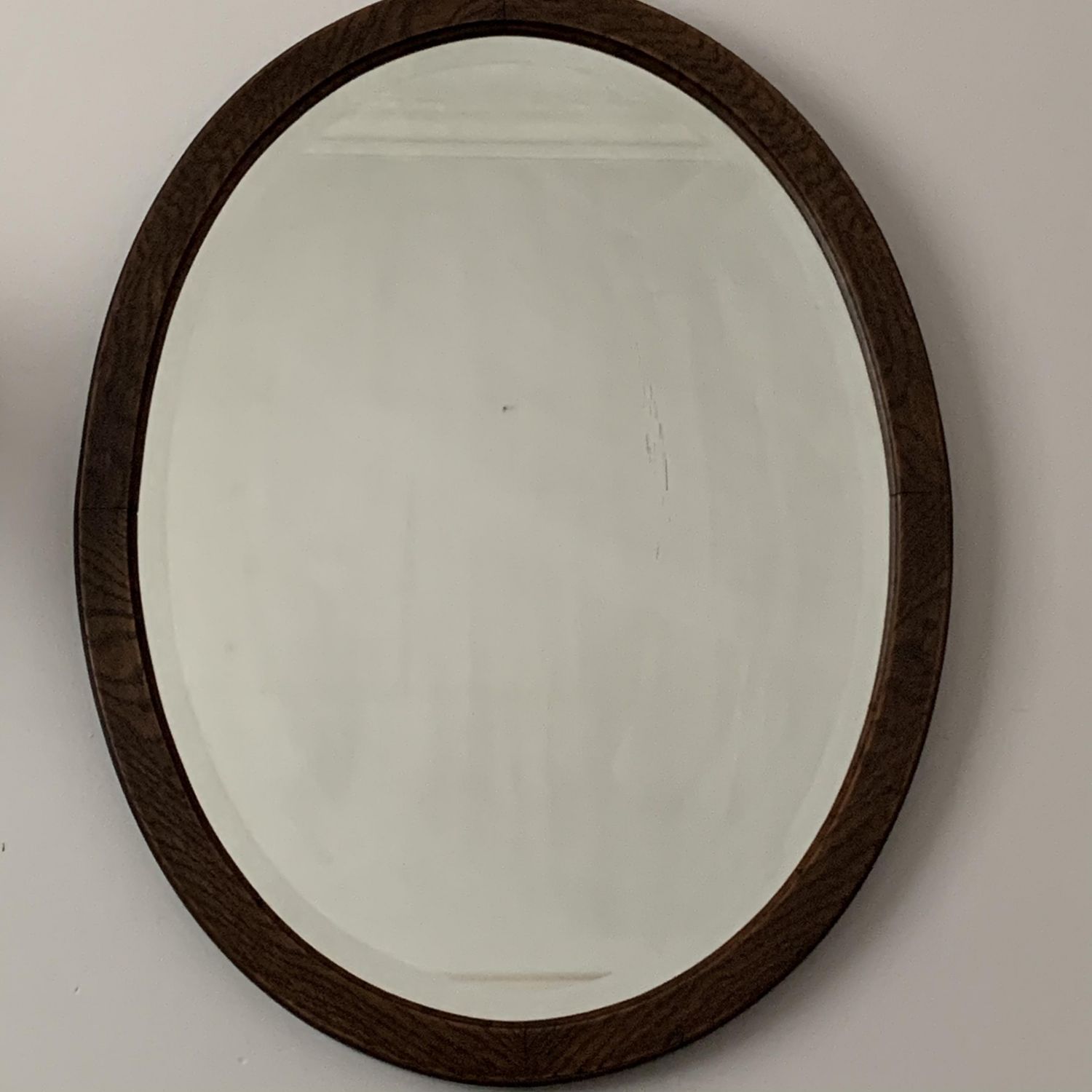 Oak Framed Bevelled Edge Oval Mirror, Large Bevelled Edge Oval Mirror