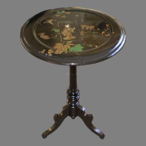 An Ebonised Occasional Chinoiserie Tilt Top Table image-1