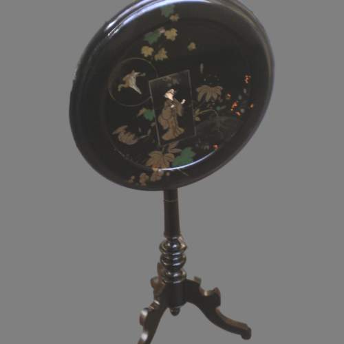 An Ebonised Occasional Chinoiserie Tilt Top Table image-4